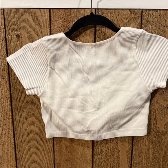 Garage Ivory Ribbed Crop Top~Small - Picture 3 of 4